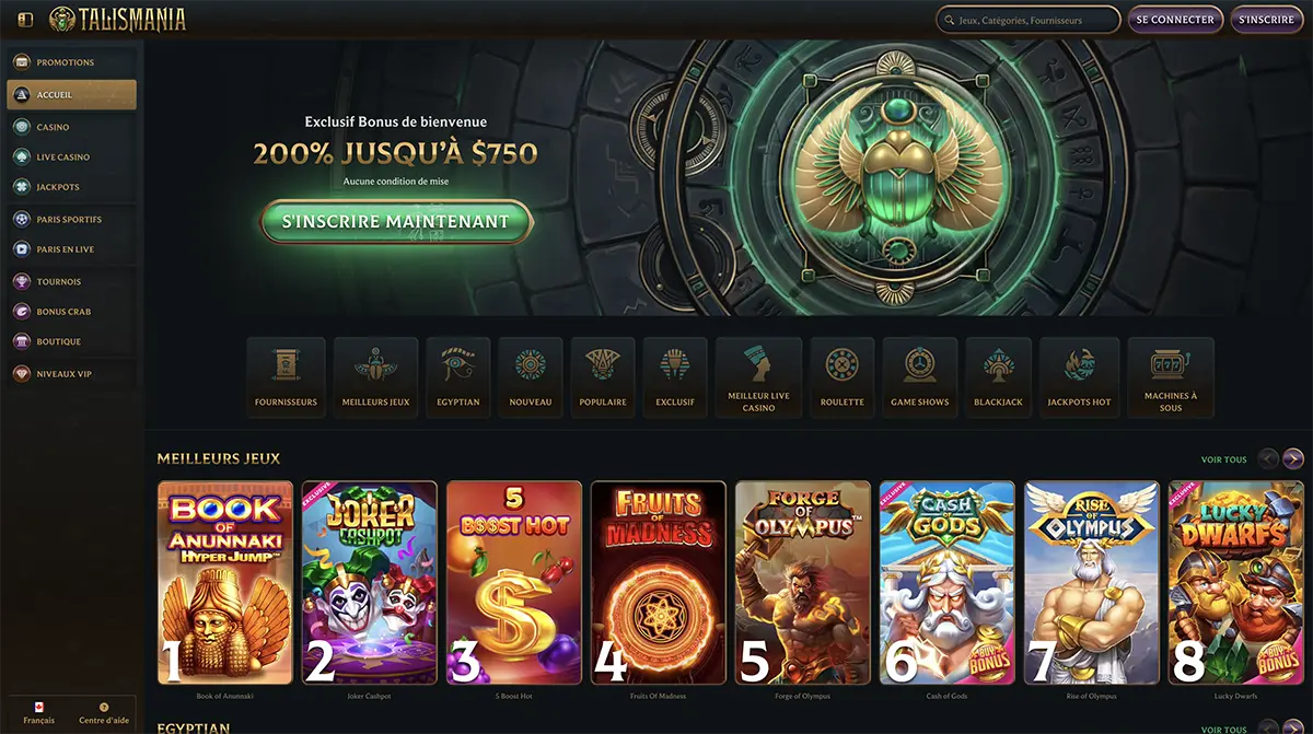 talismania casino accueil